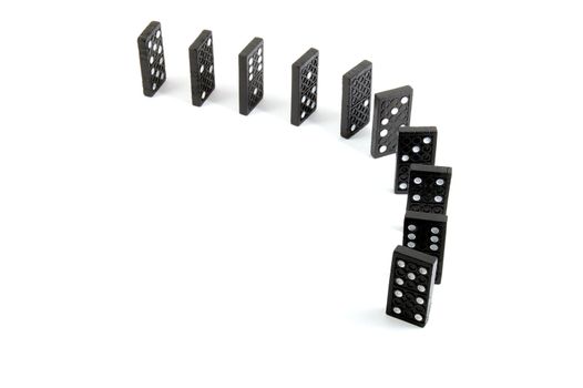 chain of dominoes isolated on a white background