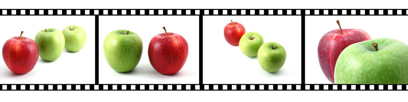 isolated fruits collection with a film strip