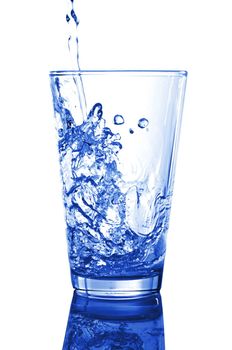 glass of fresh cool water on white background