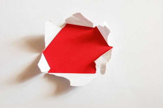 red hole with copypsace in blank white paper