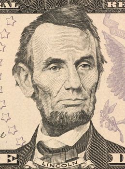 Abraham Lincoln on 5 Dollars 2006 Banknote from U.S.A. 16th President of the United States from March 1861 until his assassination in April 1865.