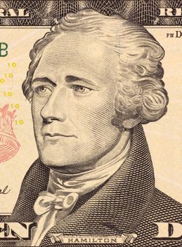 Alexander Hamilton on 10 Dollars 2006 Banknote from U.S.A. First Secretary of the Treasury.