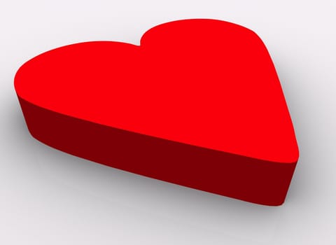 Red heart on white background