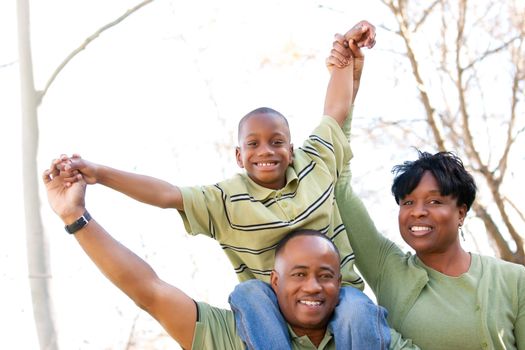 African American Family Having Fun in the Park.