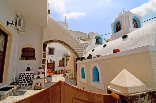 Unique Santorini architecture, beautiful buildings