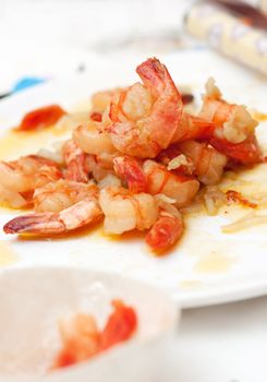 A tasty dish of shrimp marinated in garlic and chilli