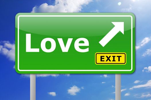 love concept illustration with with road sign