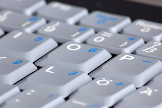 gray keyboard of a business laptop computer