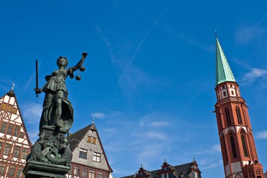 Statue of Lady Justice in Frankfurt's central square