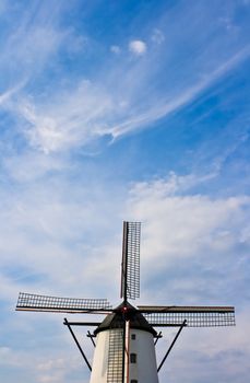 Windmill against nice blue sky, with copyspace