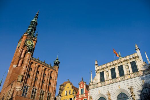 Historic buildings in Gdansk, Pomerania, Poland.