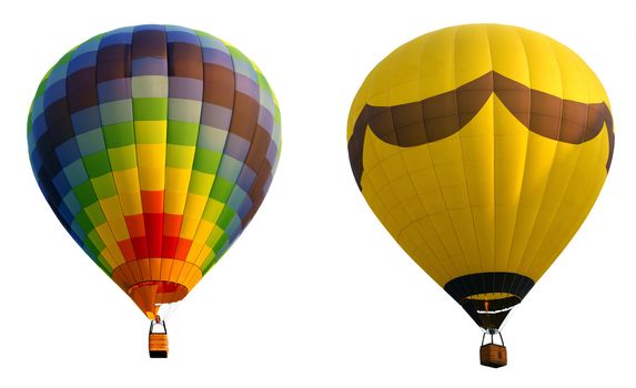 Hot-air balloons, isolated against background