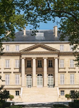 Front view of the famous Chateau Margaux in France