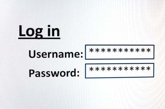 log in on a website in the internet for communication or online banking