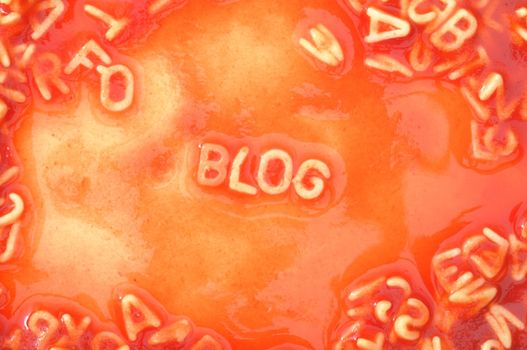 internet or web blog concept with pasta alphabet in red