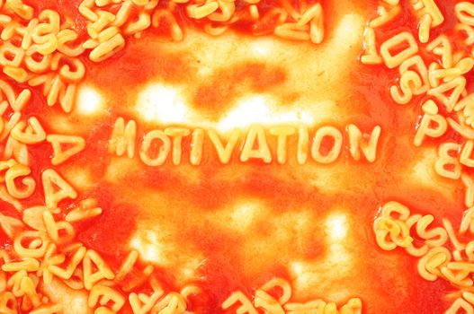 motivate or motivation business concept with red tomata pasta snack