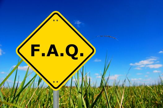 faq written on yellow road sign with copyspace
