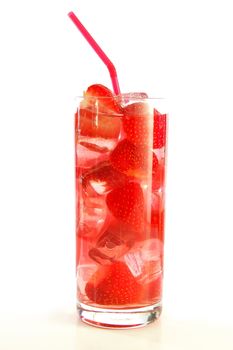 strawberry fruit juice or cocktail drink isolated on white