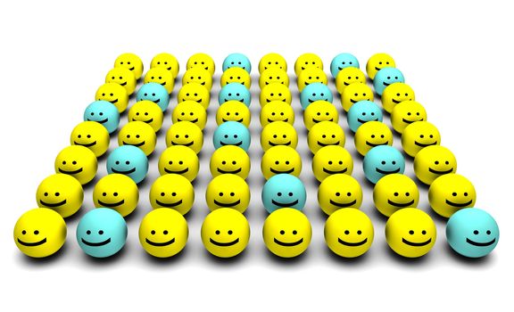 Shiny Happy People Smiling Faces in 3d