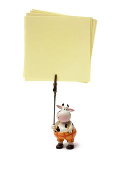 Cow-shaped support for a note