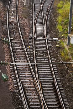 Railway line with switches - conceptual for making choices - vertical image