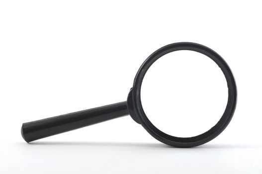 magnifying glass isolated on white background with copyspace
