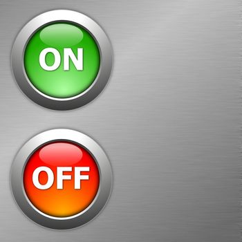 on and off button on metal background