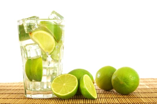 fresh Caipirinha with lemon on white background