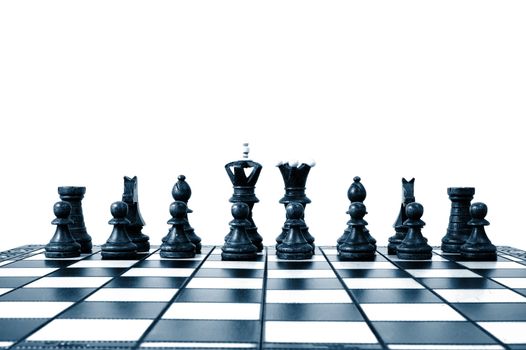 chess pieces on a chess board showing concept for strategic business