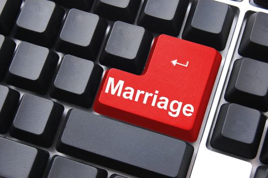 marriage button on computer keyboard showing love concept