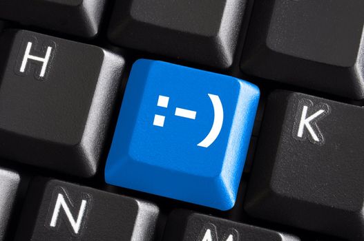 happy and positive emotions or feelings shown on computer keyboard