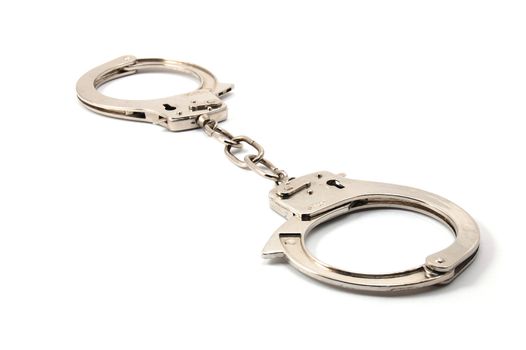 police handcuffs isolated on a white background