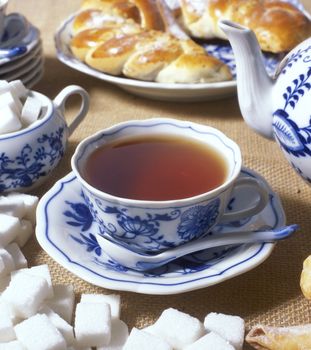 tea set with pastry