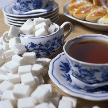 tea set with pastry