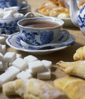 tea set with pastry