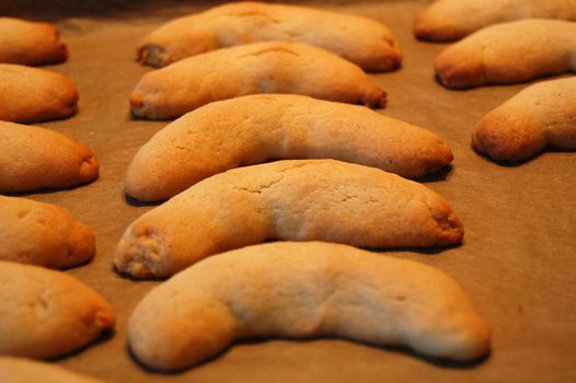 sweet Christmas cookies after baking in the kitchen on xmas