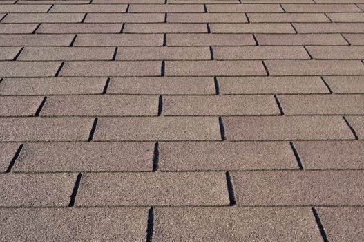 Construction: Detail of shingles on house rooftop.