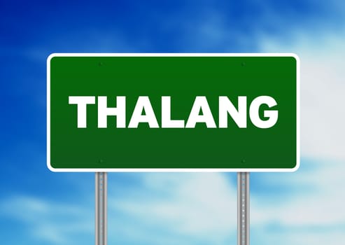 Green Thalang, Thailand road sign on Cloud Background. 