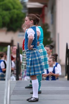 EDITORIAL ONLY VENTURA, CA, USA - October 11, 2009 - Girls performing at a dance competition at the Ventura Seaside Highland Games October 11, 2009 in Ventura, CA Where: Ventura, CA, USA