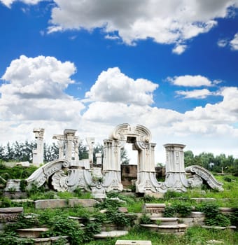 The ruins of Yuanmingyuan palace in,Beijing China 