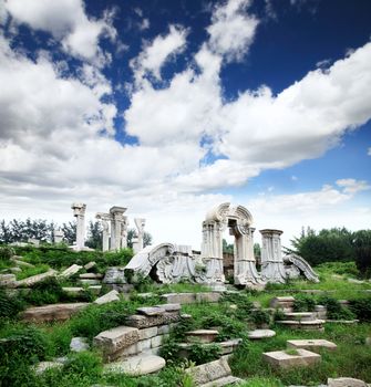 The ruins of Yuanmingyuan palace in,Beijing China 