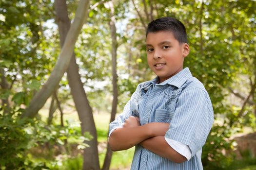 Handsome Young Hispanic Boy Having Fun in the Park.