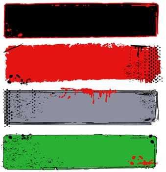 All banners are grouped separetly in the vector file. Put your text on them.