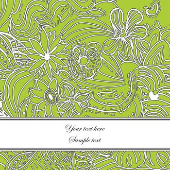 Floral Card with a Handdrawn look. Put Your Peronalised Text on the Banner.