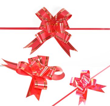set of red ribbon on white background on white background