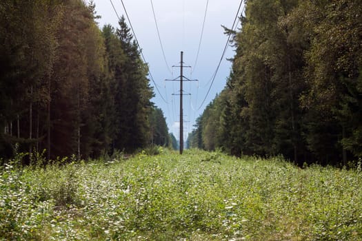 A Overhead power line in the countryside