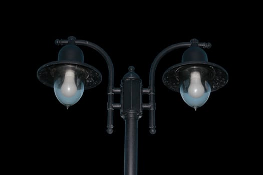 irish street light isolated on black background with clipping path