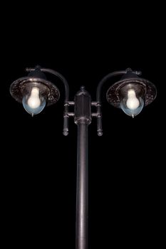 irish street light isolated on black background with clipping path