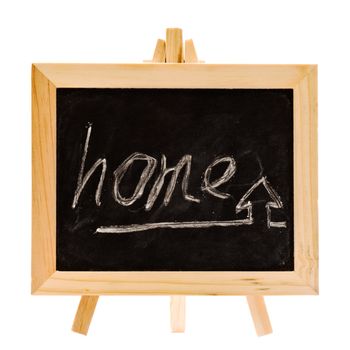 Home words and image write by hand on blackboard.