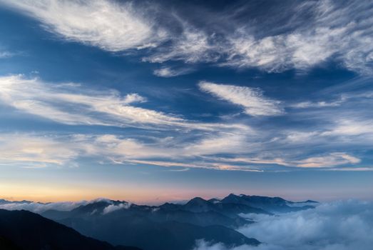 Landscape of nature, beautiful mountain and clouds.